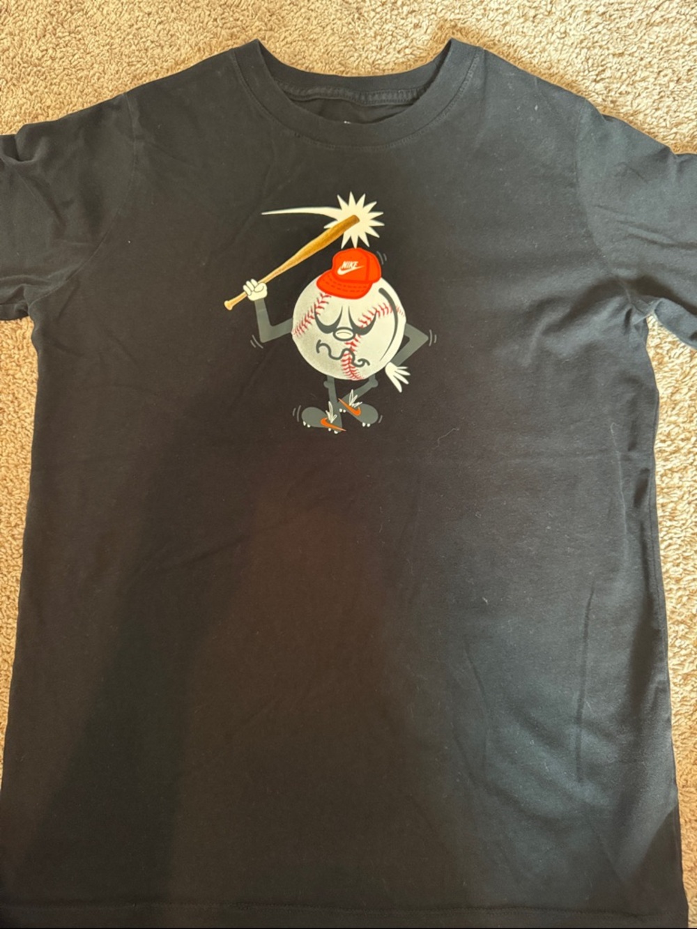 Nike Black Tee with Red-Accented Baseball Graphic